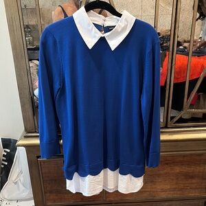 Elegant Blue Top with White Trim
